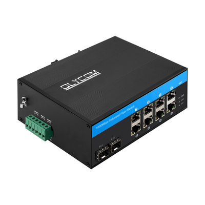 10 Port Gigabit Industrial Network Switch SFP Fiber Uplink Din Rail ไม่จัดการ
