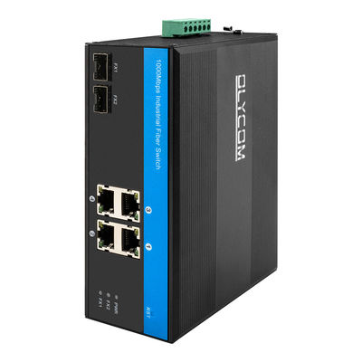 OEM Din Mount Ethernet Industrial Network Switch สอง 1000M Port ไฟเบอร์อุตสาหกรรม