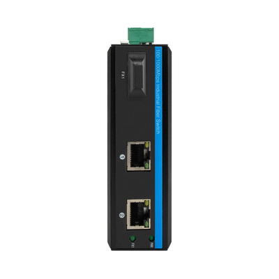 POE SC Connector Dual Fiber Industrial Switch Hub พร้อม 2 สวิตช์เครือข่าย RJ45