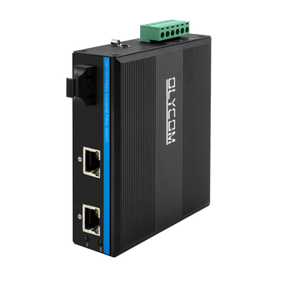 POE SC Connector Dual Fiber Industrial Switch Hub พร้อม 2 สวิตช์เครือข่าย RJ45