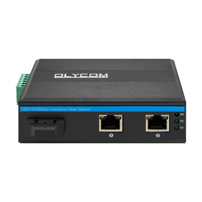 POE SC Connector Dual Fiber Industrial Switch Hub พร้อม 2 สวิตช์เครือข่าย RJ45