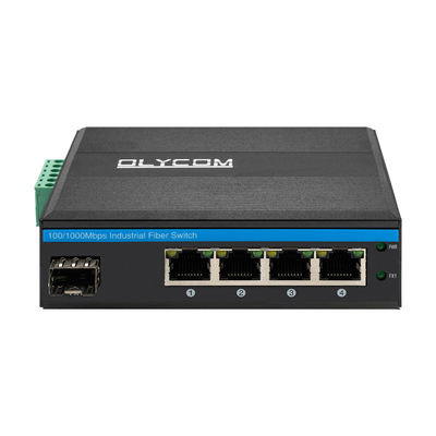 อุตสาหกรรม Din Rail การติดตั้ง 4 Port POE Switch กับ 1 SFP Port Unmanaged Fiber Switch