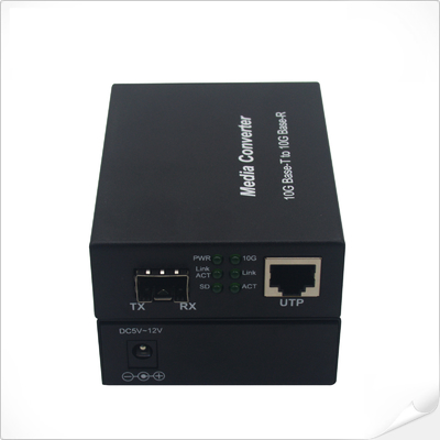1000M 2.5G 5G 10G RJ45 SFP+ เครื่องแปลงสื่อ 12VDC ความเร็วการตรวจจับอัตโนมัติ