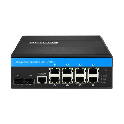 8 Port PoE Managed Switch L2 สายไฟเบอร์ออปติก จัดการ Gigabit Rugged Network DIN Rail
