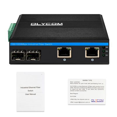 ไม่จัดการ 4 ท่าทาง Gigabit Ethernet Switch กรอบแข็ง SFP สล็อต IP40 DC24V