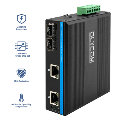 ไม่จัดการ 4 ท่าทาง Gigabit Ethernet Switch กรอบแข็ง SFP สล็อต IP40 DC24V