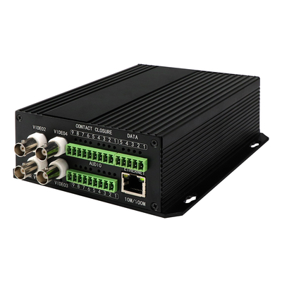 4 Port AV Balanced Audio Ethernet Video Media Converter DC5V ST สายใย