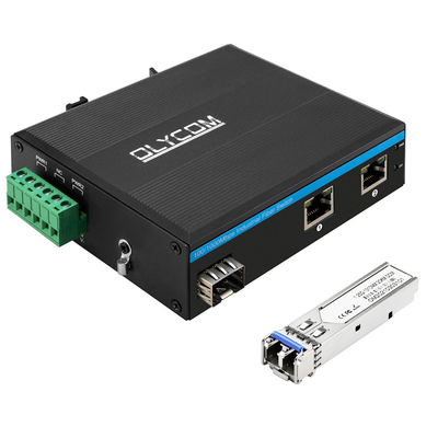 20KM 2 Port Network Industrial Gigabit Fiber Switch พร้อมขั้วต่อ LC 1 ตัว Outdoor