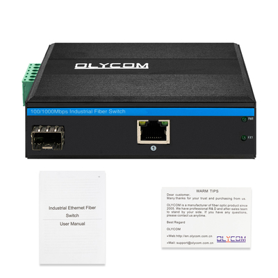 เครื่องแปลงสื่ออุตสาหกรรมอีเทอร์เน็ต Gigabit Din Rail ไฟไฟฟ้าสองตัว ไม่จัดการ