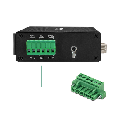 เครื่องแปลงสื่ออุตสาหกรรมอีเทอร์เน็ต Gigabit Din Rail ไฟไฟฟ้าสองตัว ไม่จัดการ